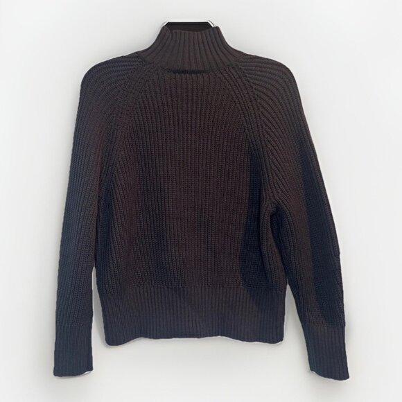 Ann Taylor Womens Gray Mock Neck Sweater Sz M Fisherman Cable Classic Preppy - Picture 4 of 9